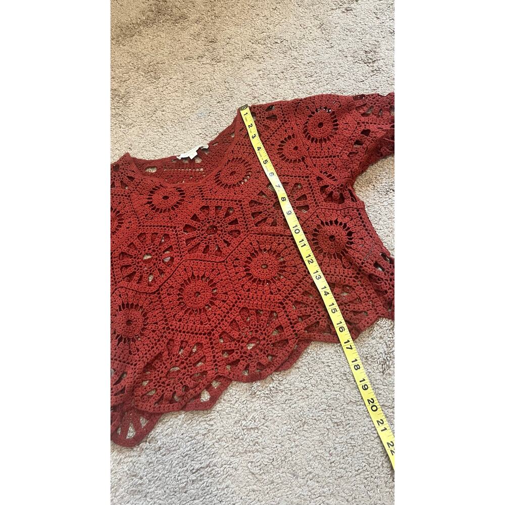 Rebellion Again Rust Orange Crochet Crop Top Small - Picture 9 of 10